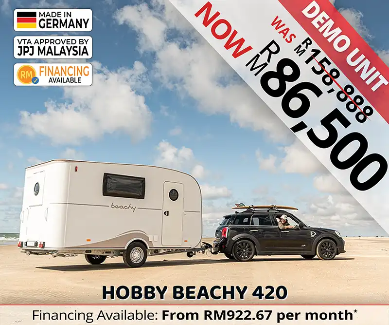 Hobby Beachy 420 Easy to tow for family travel and outdoor adventure in Malaysia.