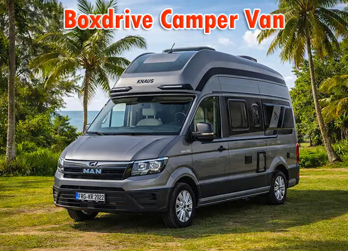 KNAUS BOXDRIVE campervan parked outdoors, compact camper van for comfortable Malaysian road trips, weekends away, and campsite touring.